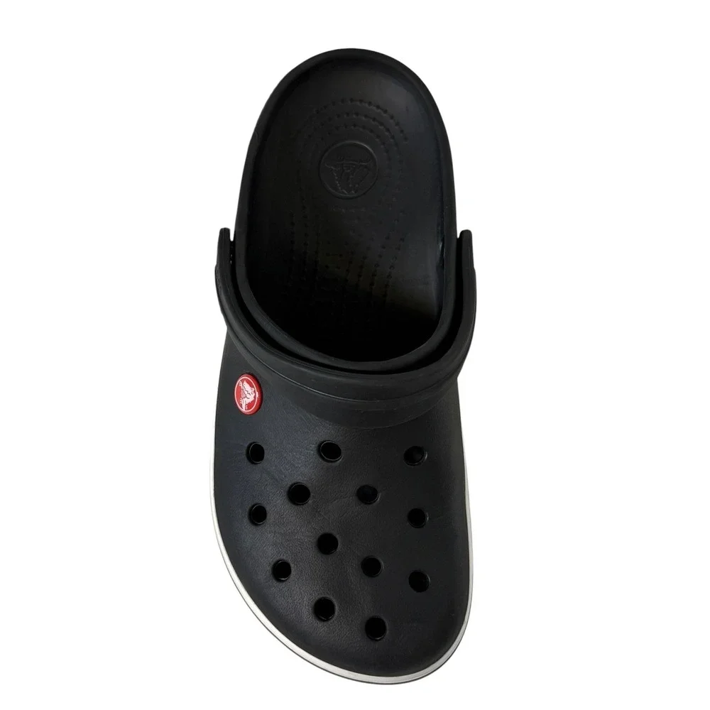 Crocs Crocband Clogs Black White Striped Midsole Mens 7 Womens 9 11016-001